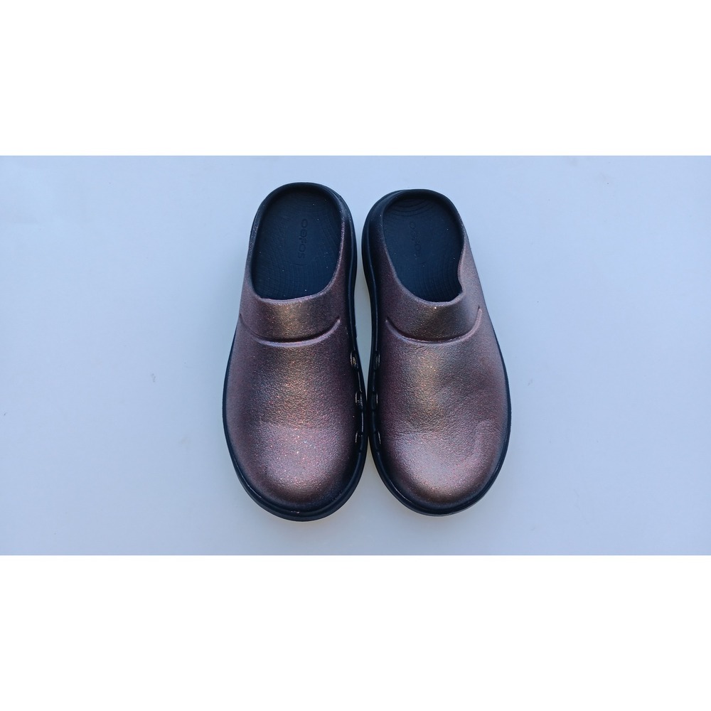 OOFOS OOCloog Luxe Cabernet Glitter Recovery Clogs Womens M6 W8 Metallic Purple
